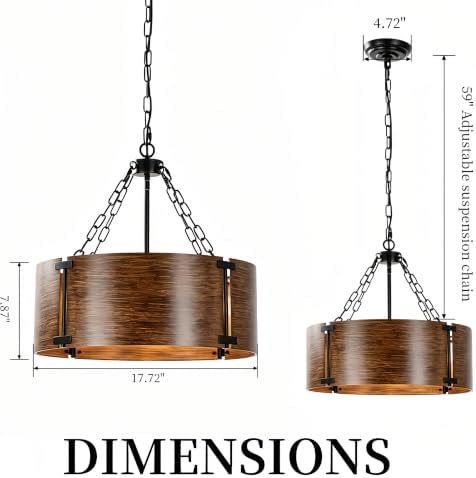 Modern Bronze Drum Chandelier, Round