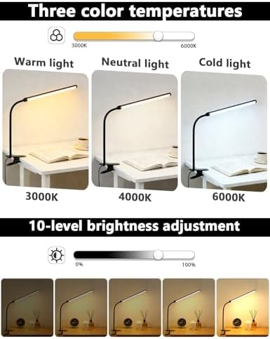 2 Pack Clip-On LED Desk Lamps, USB Powered