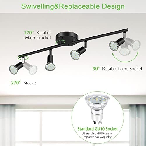 Unicozin LED 4 Light Track Lighting Kit, 24.8'' Black 4 Way Ceiling