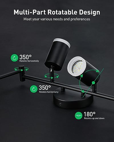 Bojim 6-Light Black Kitchen Track Lighting Fixture