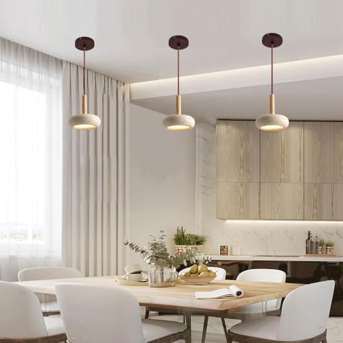 Modern Yellow Travertine LED Pendant Light