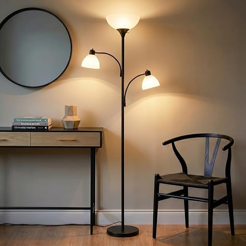 Brightech Sky Dome Double LED Floor Lamp, Black