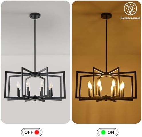 Klgxnrd 8-Light Black Geometric Farmhouse Chandelier