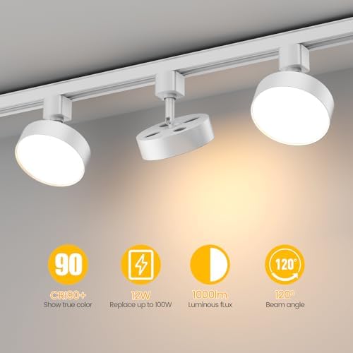 Diffuse J Type Track Lighting Heads, 12W, 6 Pack