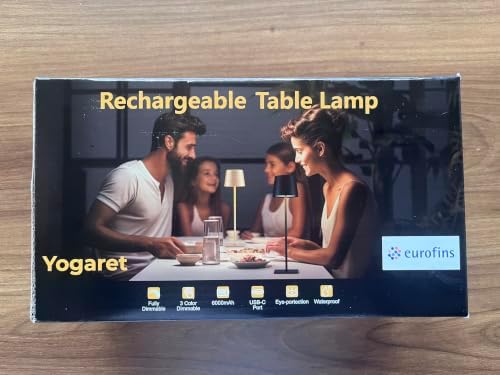 Yogaret Black Cordless Rechargeable Table Lamps, 2 Pack