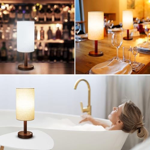 LALISU Cordless Table Lamp, Wood Base
