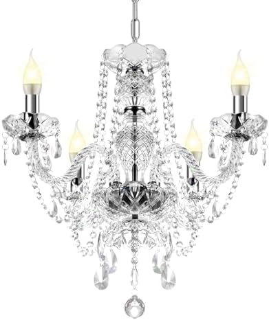 4-Light Silver Crystal Chandelier