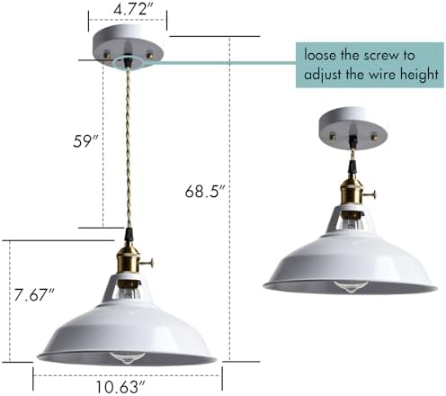 CLAXY Industrial White Metal Pendant Light
