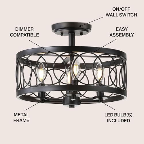 JONATHAN Y Sylvain 15.5" Semi Flush Mount, Oil Rubbed Bronze