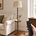 Real Wood Floor Lamp with Built-in Tray, Light Walnut