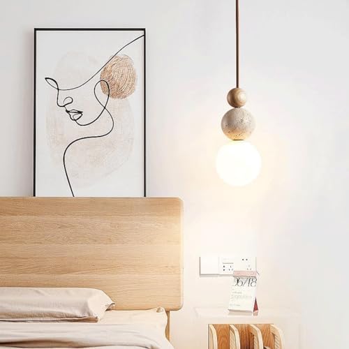 Modern Natural Stone Pendant Light, Brown