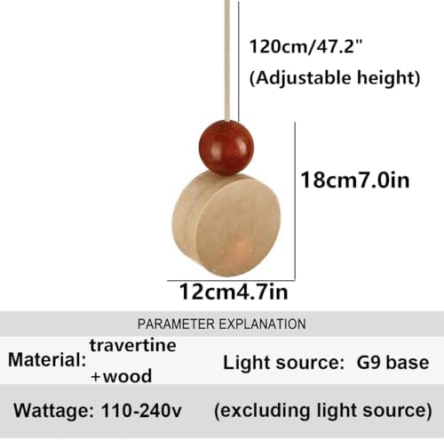 Modern Travertine Pendant Light, E27