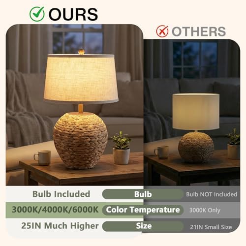TOBUSA 25’’ Rattan Table Lamp