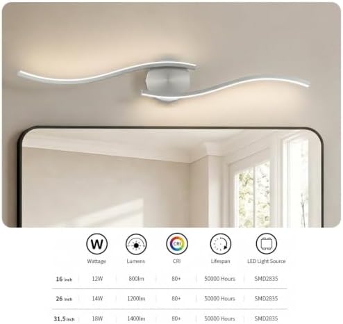31.5 Inch LED Bathroom Vanity Light, Brushed Nickel