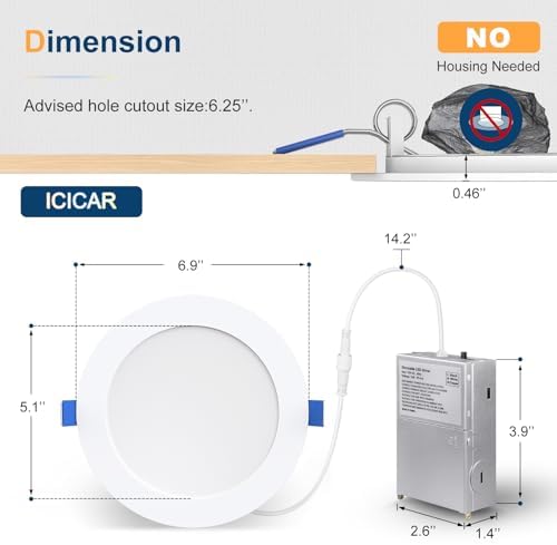 12 Pack 6 Inch Dimmable LED Recessed Ceiling Lights