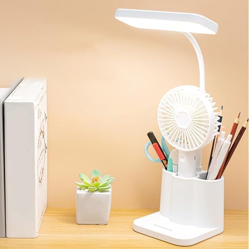 LED Desk Lamp with Pen Holder, Dimmable, Plug-In