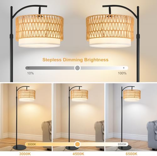 Rustic Black Farmhouse Floor Lamp, 12W LED