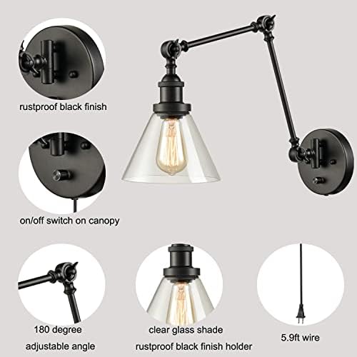Industrial Swing Arm Plug-In Wall Sconce