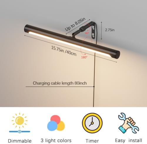 Plug-in 16" Adjustable LED Picture Light, Black