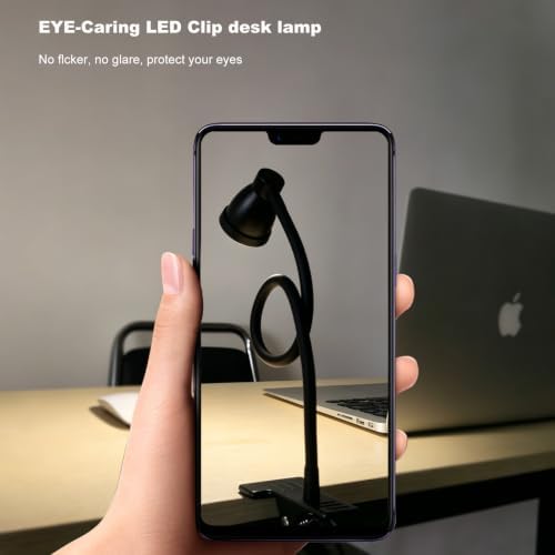 LED Clip-On Clamp Desk Lamp, 3 Color, Black