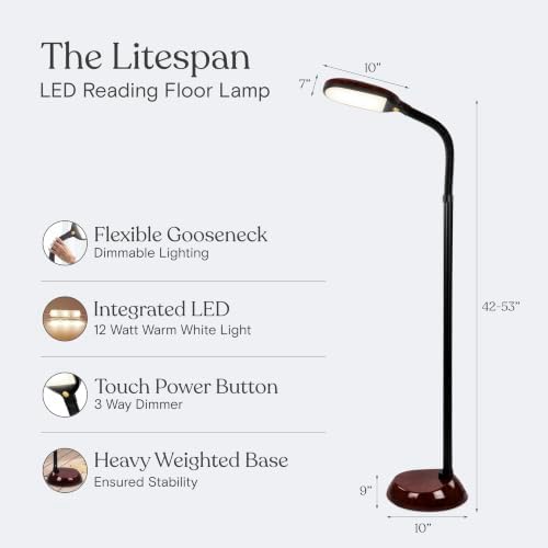 Brightech Litespan LED Floor Reading Lamp, Havana Brown