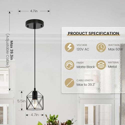 1 Light Hanging Pendant Light Fixture