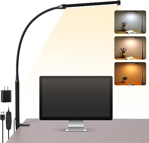 Voncerus Black LED Desk Lamp with Clamp