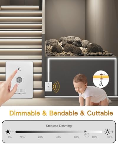 Wireless COB Motion Sensor LED Strip Lights, 2 Pack