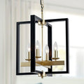 4-Light Black and Champagne Gold Lantern Chandelier