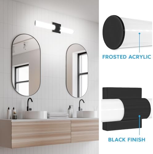 LUXRITE 24-Inch LED Bathroom Vanity Light, Black
