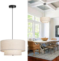 18" Modern Double Drum Fabric Pendant Light