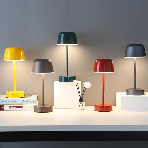 Rechargeable Cordless Mushroom Table Lamp, Red