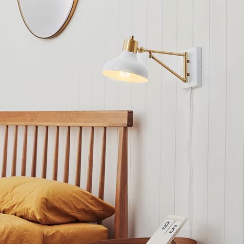 Globe Electric 51344 Swing Arm Wall Sconce, White