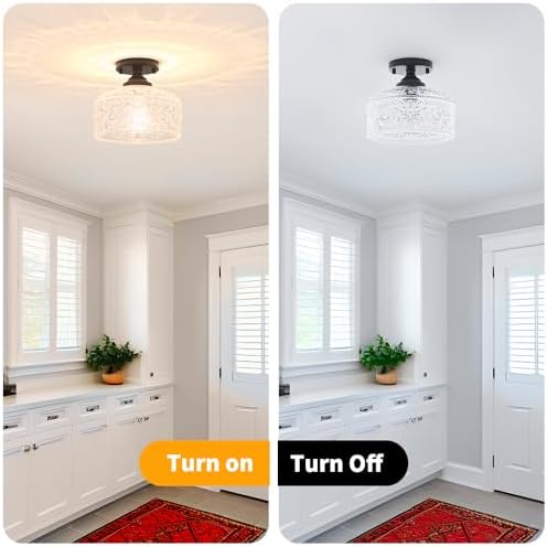 Daunton Small Matte Black Semi Flush Mount Ceiling Light