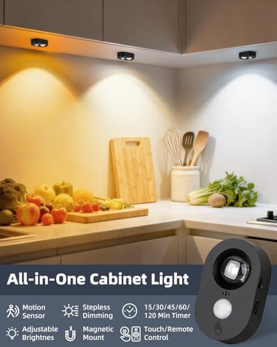 3-Pack Rechargeable LED Motion Sensor Puck Lights