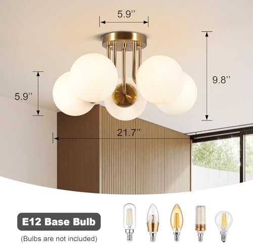 Bektas 5-Light Semi Flush Mount Ceiling Light, Brushed Gold