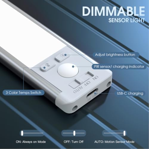 10 Inch Rechargeable Motion Sensor Lights, 2 Pack