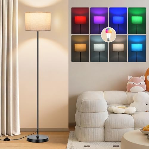 FRIDEKO HOME Floor Lamp, Beige Shade, Color-Changing Bulb