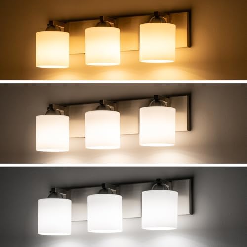 mirrea 3-Light Brushed Nickel Bathroom Vanity Light