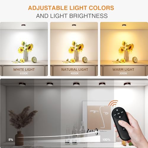 Puck Lights with Remote Control Rechargeable, Full-Screen Wireless LED