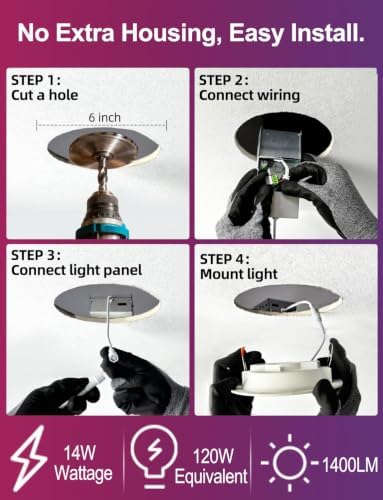 iLC 6 Inch Color Changing LED Recessed Lights, 6 Pack