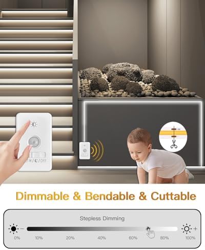 Rechargeable Motion Sensor LED Strip Lights, 2 Pack