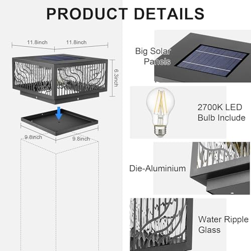 Waterproof Solar Pillar Light, 2700K