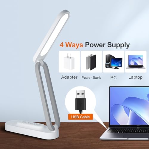 Giryuhd Foldable Rechargeable LED Desk Lamp, White