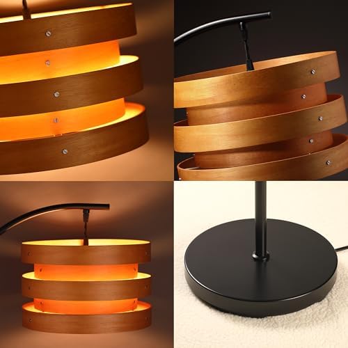 O’Bright Strata Wooden Floor Lamp, Black Light Oak