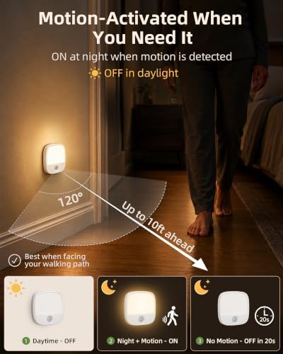 EZVALO Rechargeable Motion Sensor Night Lights, 2 Pack