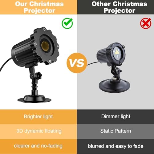 3D Dynamic Christmas Projector Lights, Santa in Sleigh