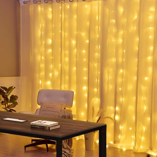 300 LED Twinkle Fairy Curtain Lights with Remote - 8 Lighting Modes