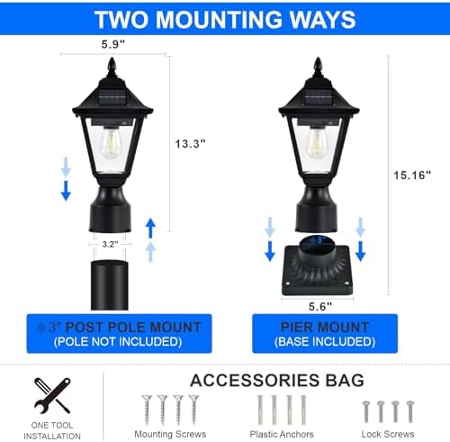 Solar Motion Sensor Post Lights, 2 Pack, Cool White