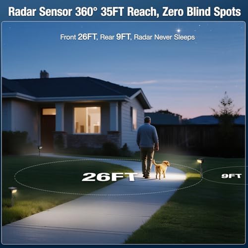 Solar Outdoor Motion Sensor Spotlights, 2 Pack, Warm Yellow
